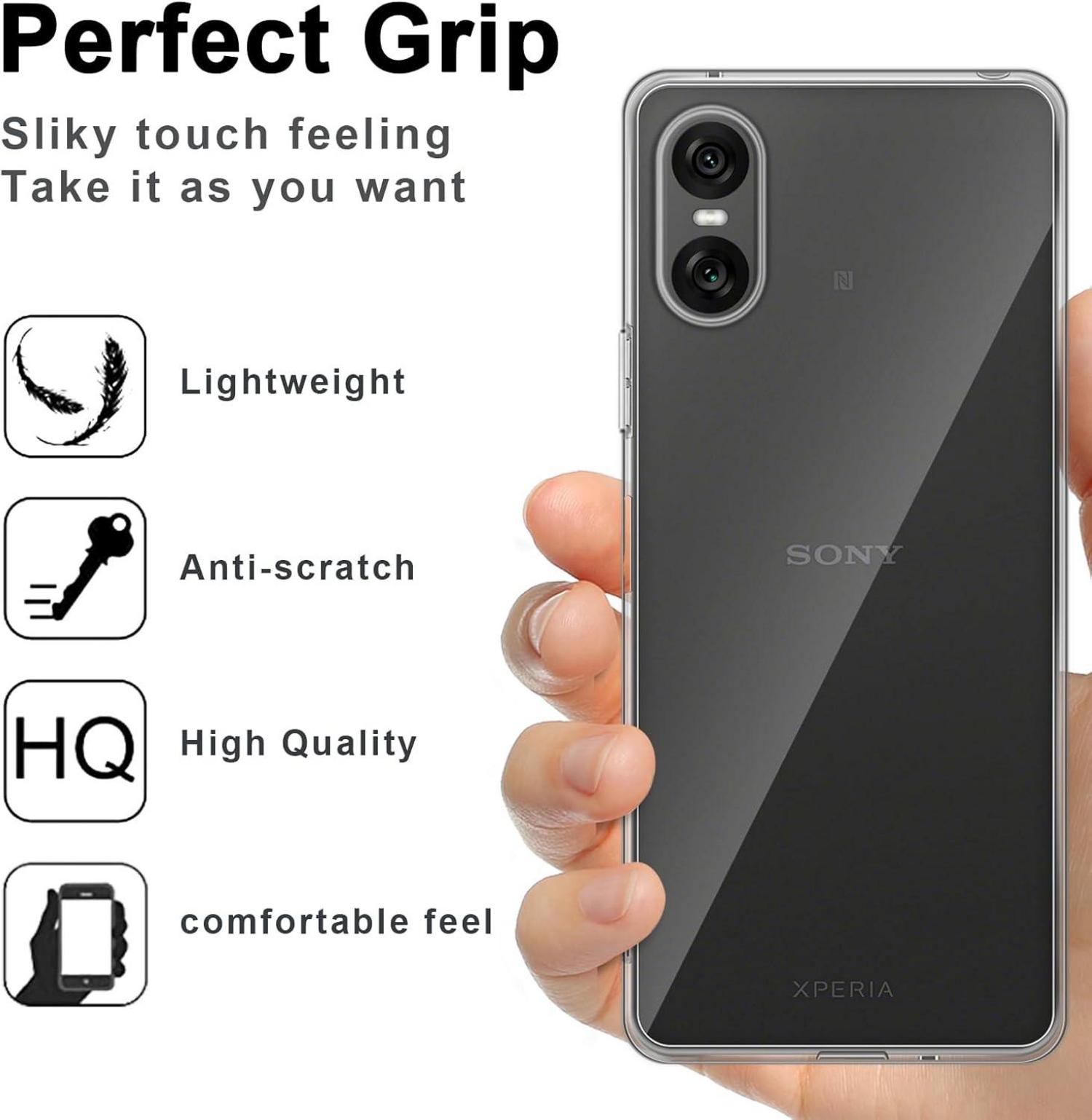 Silikon Hülle Schutzfolie Sony Xperia 10 VI 9H Glas Schutzhülle TPU