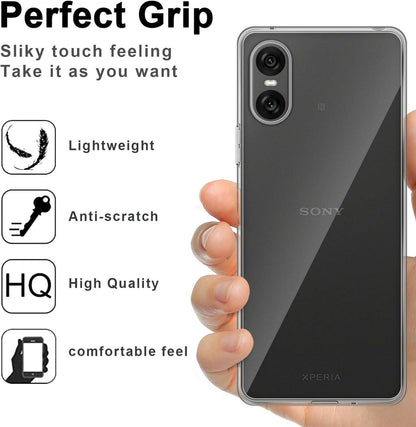Silikon Hülle Schutzfolie Sony Xperia 10 VI 9H Glas Schutzhülle TPU