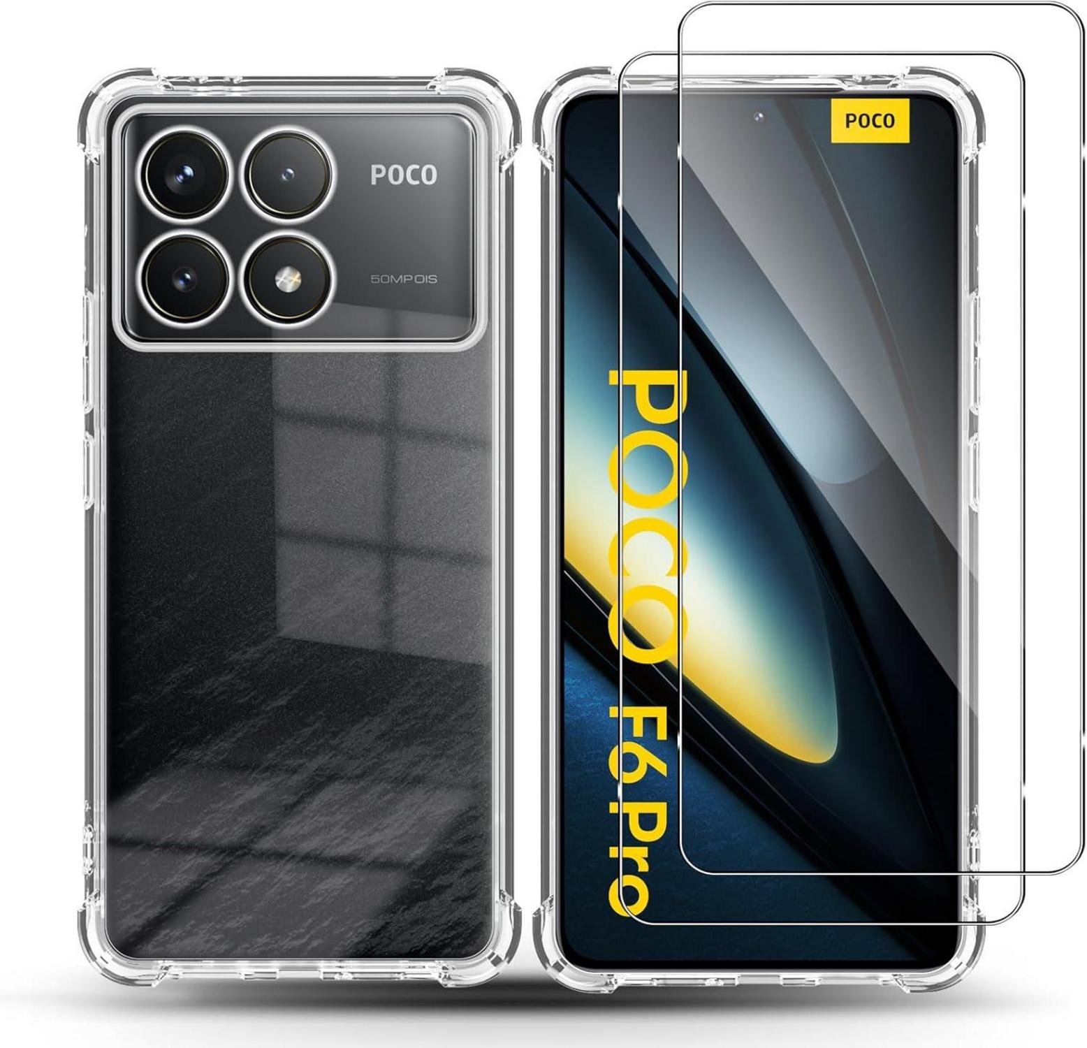Schutzhülle für Xiaomi POCO F6 Pro mit 2 Schutzfolien