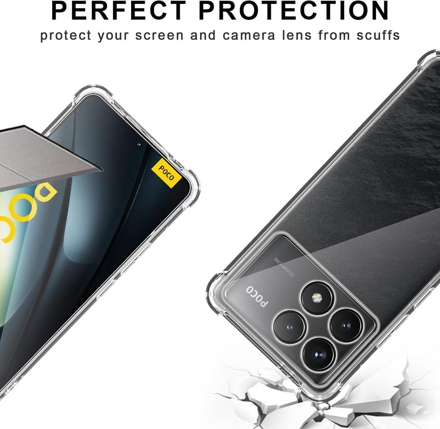 Schutzhülle für Xiaomi POCO F6 Pro mit 2 Schutzfolien