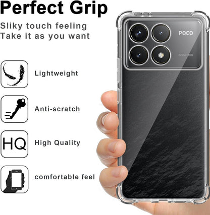 Transparente Silikon Hülle + Panzerglas Schutzfolie für Xiaomi POCO F6