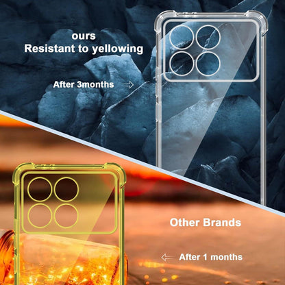 QULLOO Silikon Hülle + Panzerglas Schutzfolie Xiaomi POCO F6 Pro Transparent