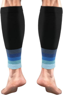 Sport Kompressionsstrümpfe 2er Set Wadenbandage Blau Verlauf