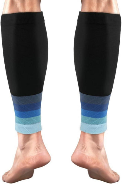 Sport Kompressionsstrümpfe 2er Set Wadenbandage Blau Verlauf