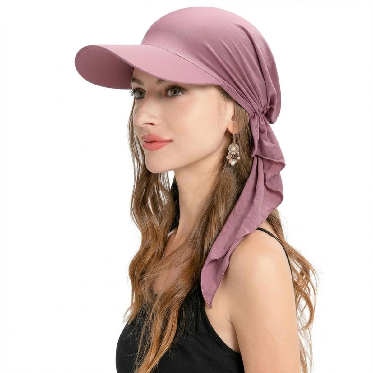 Damen Chemo Kopfbedeckung mit Krempe Violett-Weiß