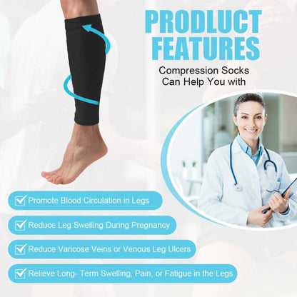 Kompressionsstrümpfe Damen Herren 15-21mmHg Compression Socks Schwarz