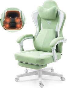 Gaming Stuhl mit Massage Lendenwirbelstütze und Fußstütze