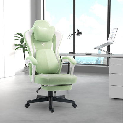 Gaming Stuhl mit Massage Lendenwirbelstütze Tasche Fußstütze