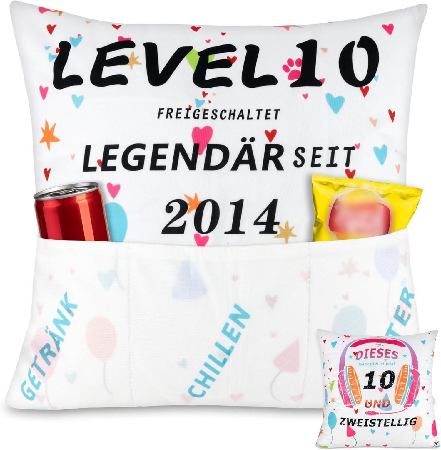 Kissenbezug Mädchen 10 Jahre Geburtstagsgeschenk mit Taschen