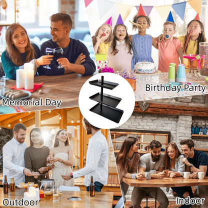 3-stufiger Schwarz Metall Obst Etagere für Dessert und Gebäck