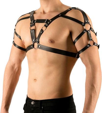 Sexy Männer Leder Body Harness Brustgeschirr Punk Gothic Fetisch BDSM Dessous