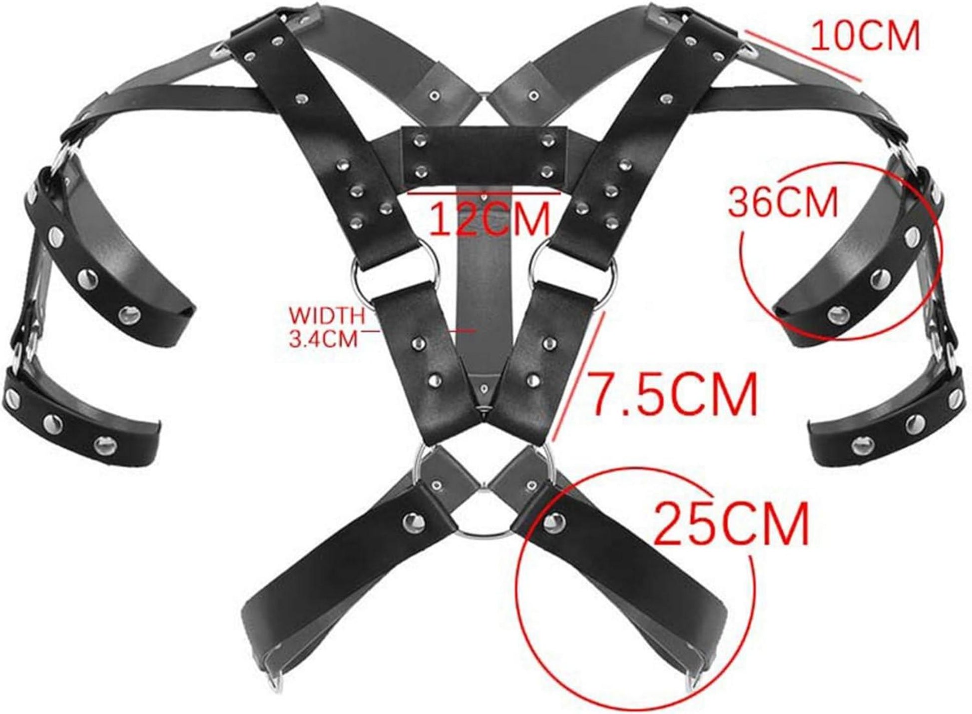 Herren Schwarzes Leder Body Bodysuit Harness Brustgeschirr Gothic BDSM