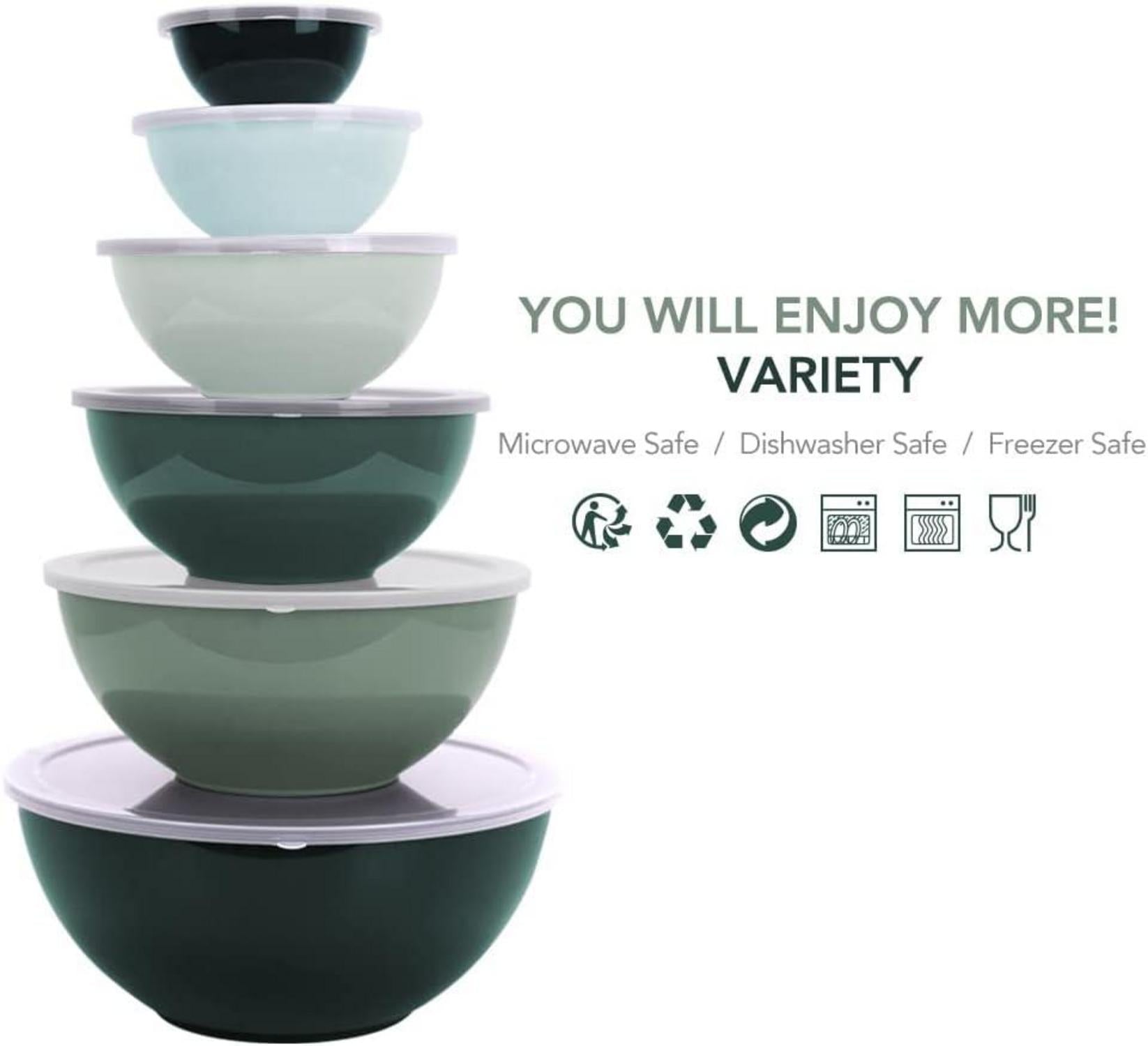 BoxedHome Grün Rührschüssel Set 12er-Pack mit Deckel Mixing Bowl Set