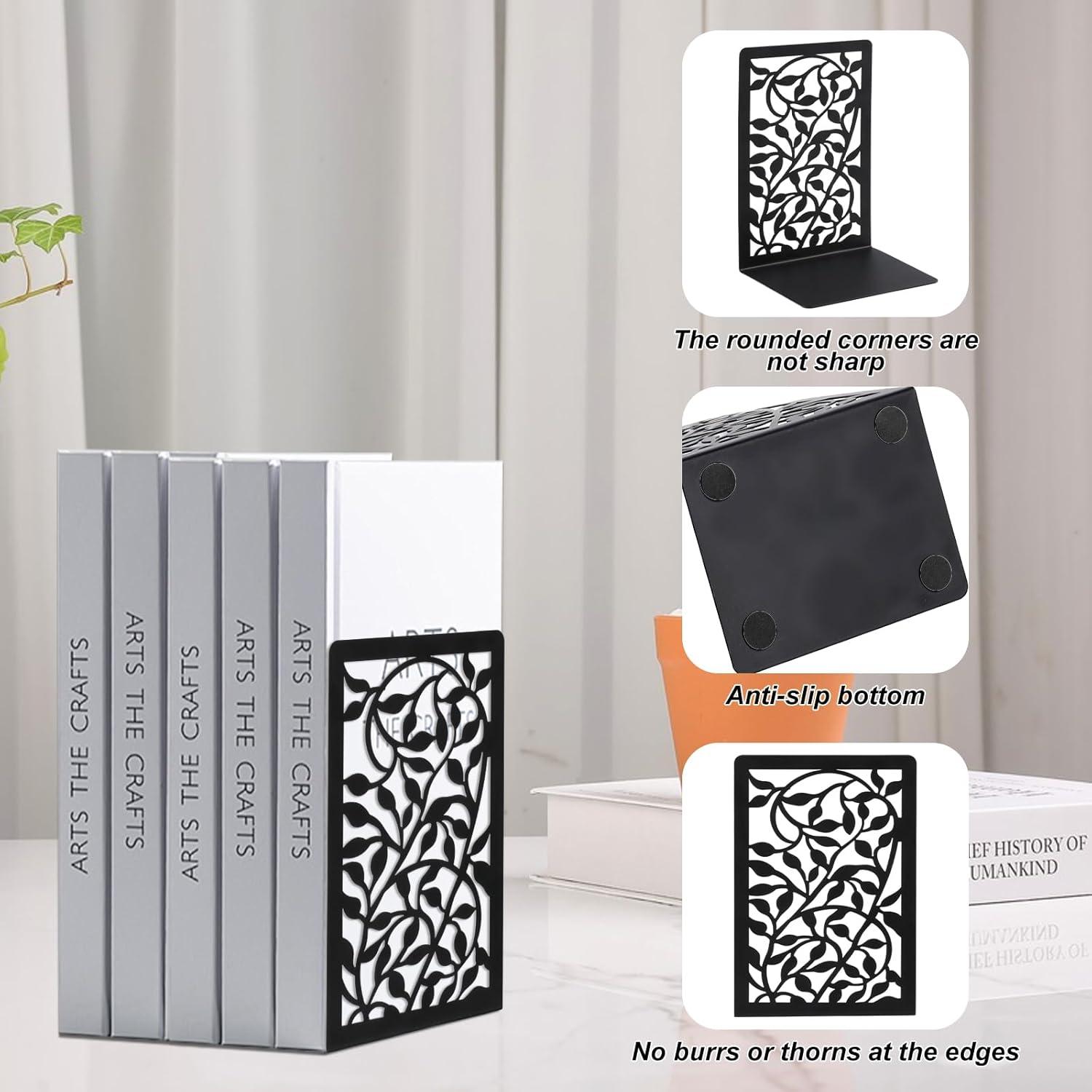 2er Set Schwarze Metall Buchstütze Bücherhalter Regal Bücherständer