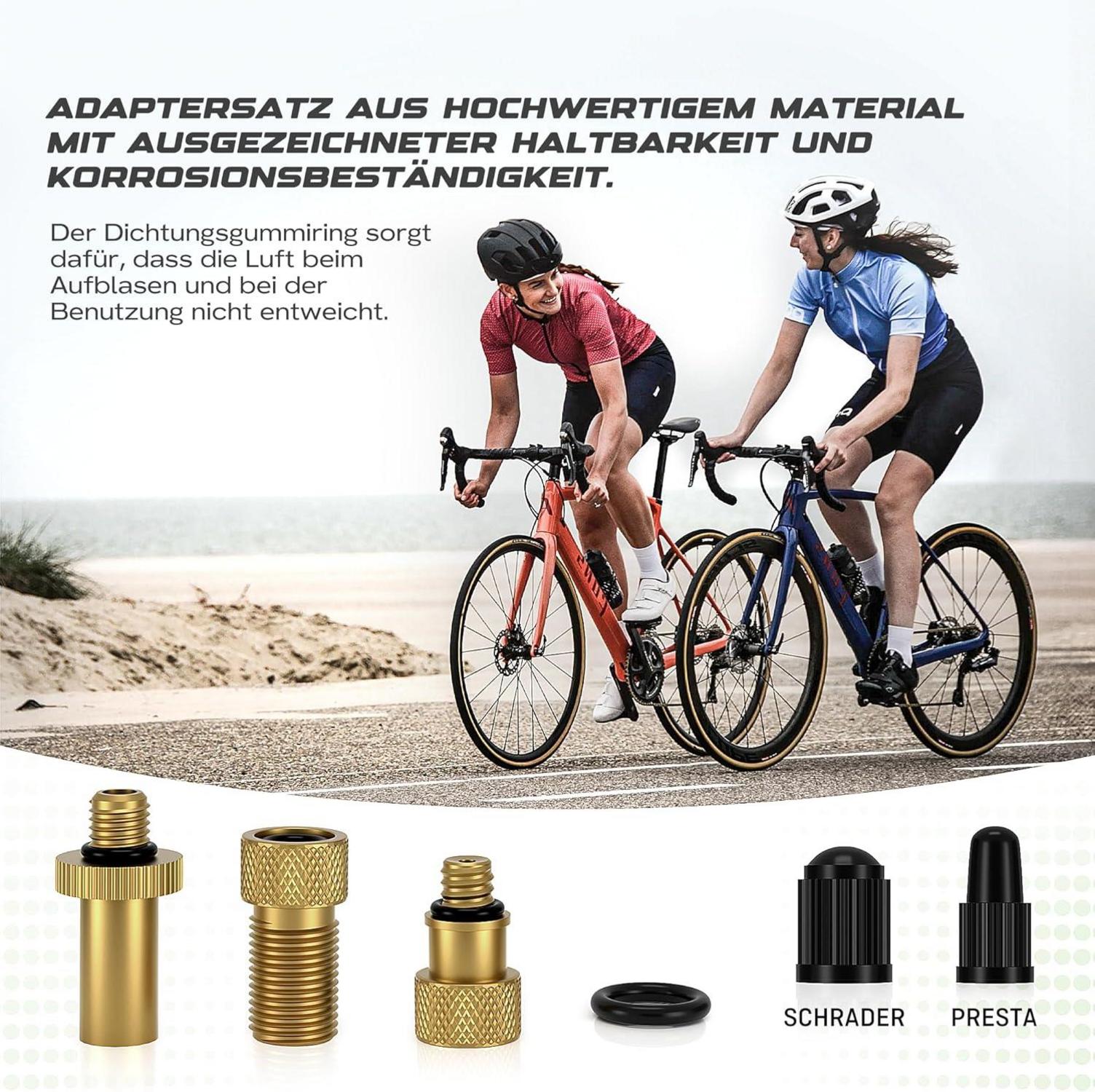 Fahrradventil Adapter Set mit Formatbox und Luftpumpe