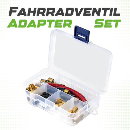 Fahrradventil Adapter Set mit Formatbox und Luftpumpe