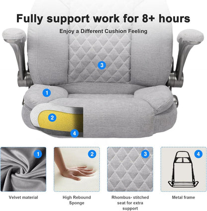 Ergonomischer Bürostuhl Grau 180kg Lendenwirbelstütze Klapparmlehnen
