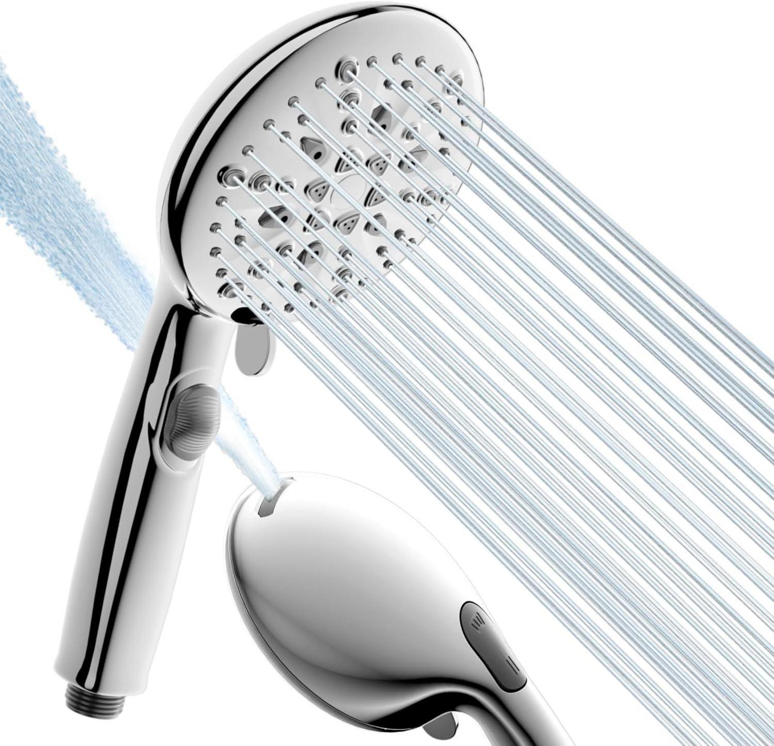 Wassersparender Duschkopf mit Stoppfunktion und 7+2 Strahlarten