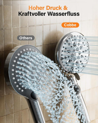 Duschkopf Wassersparend mit Stoppfunktion 7+2 Strahlarten ABS Chrome