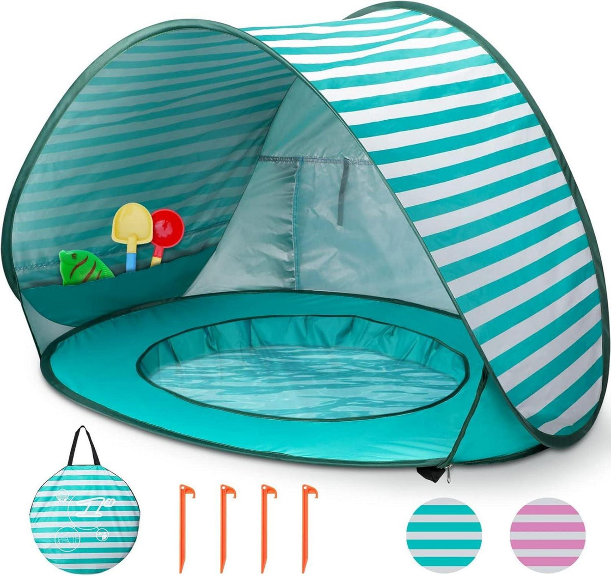 Baby Strandmuschel Pop Up mit Mini Pool UV-Schutz Grün