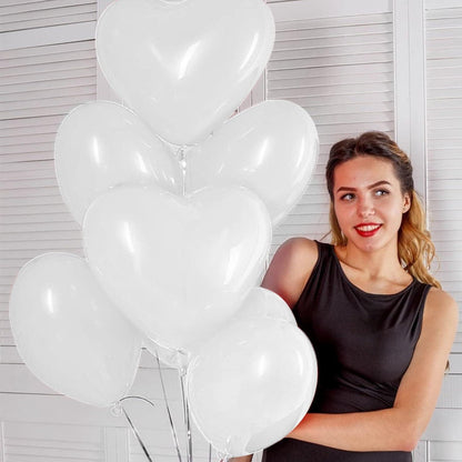 60 XL Weiße Herzluftballons für Hochzeit JGA Valentinstag