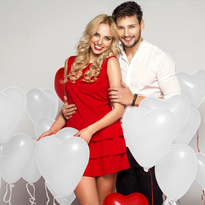60 XL Herzluftballons Weiß Helium Latex, Hochzeit Valentinstag JGA