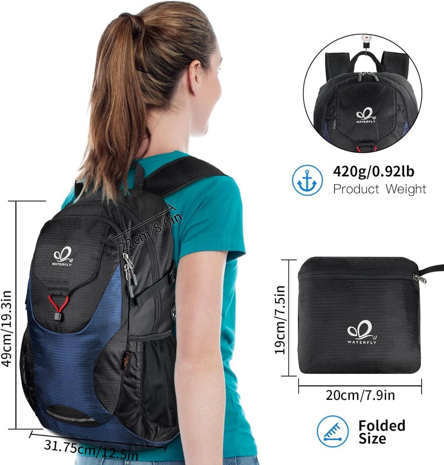 WATERFLY Ultraleichter Faltbarer Wanderrucksack 30L mit