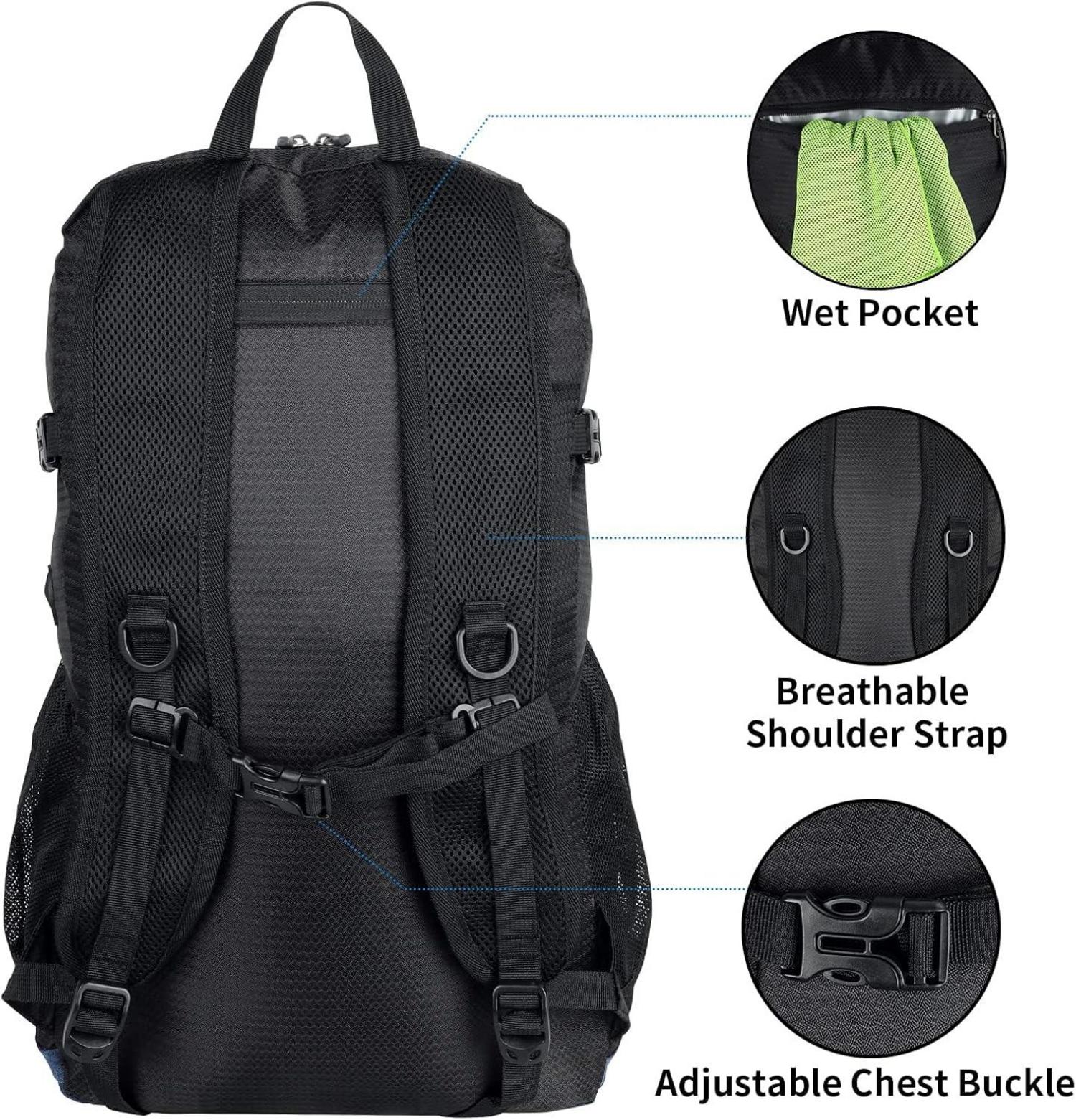 WATERFLY Faltbarer Wanderrucksack 30L Nassfach Outdoor Trekkingrucksack