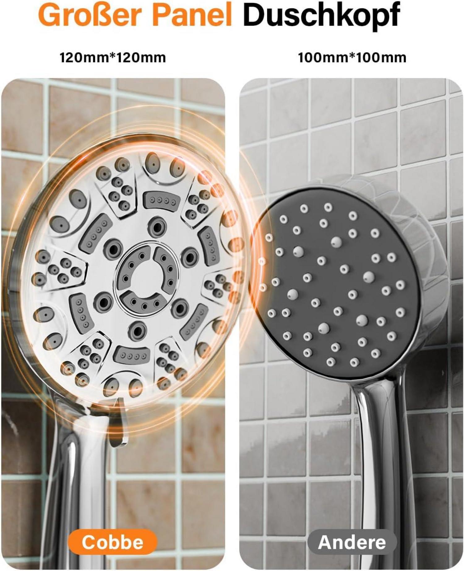 Duschkopf Wassersparend 8 Strahlarten Hochdruck Regendusche Chrome