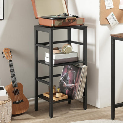 HOOBRO Leiterregal 3 Ebenen Bücherregal Industrial Style 40x30x81cm Black