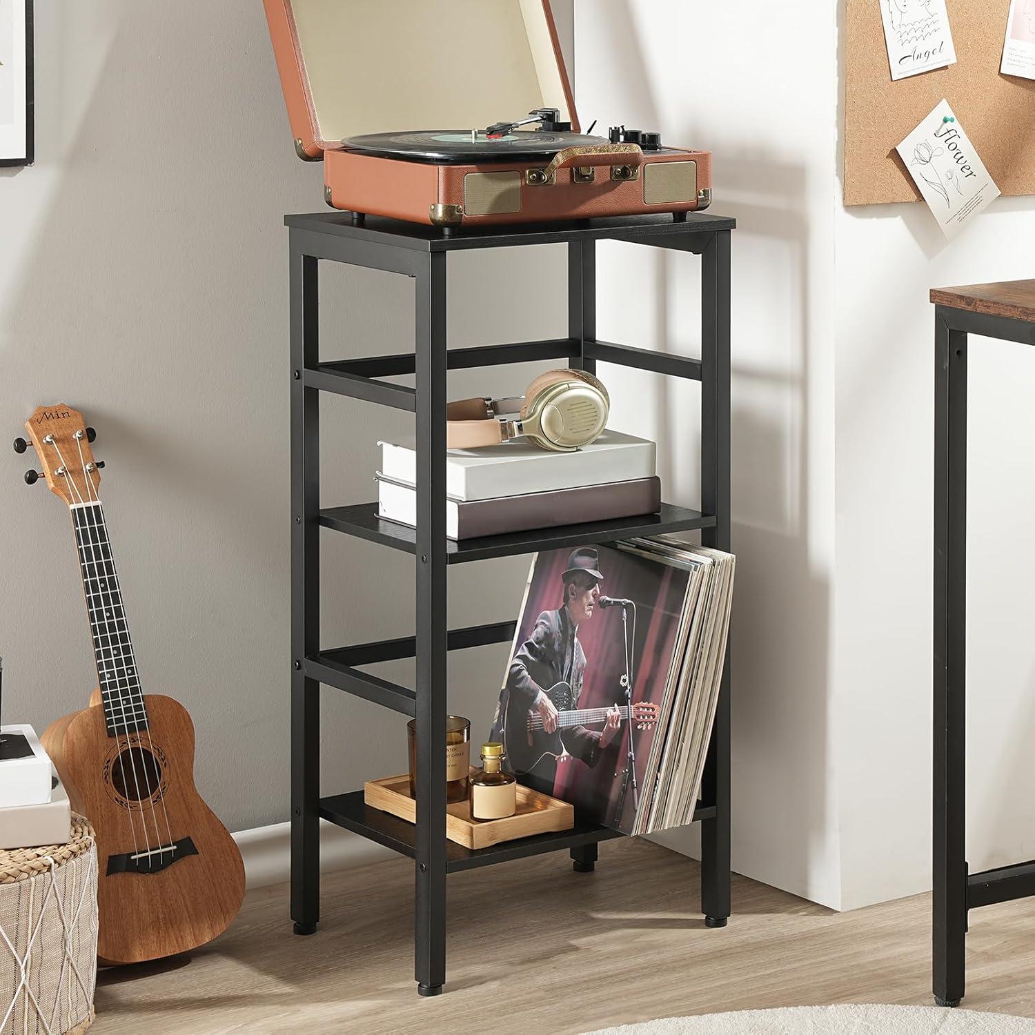 HOOBRO Leiterregal 3 Ebenen Bücherregal Industrial Style 40x30x81cm Black