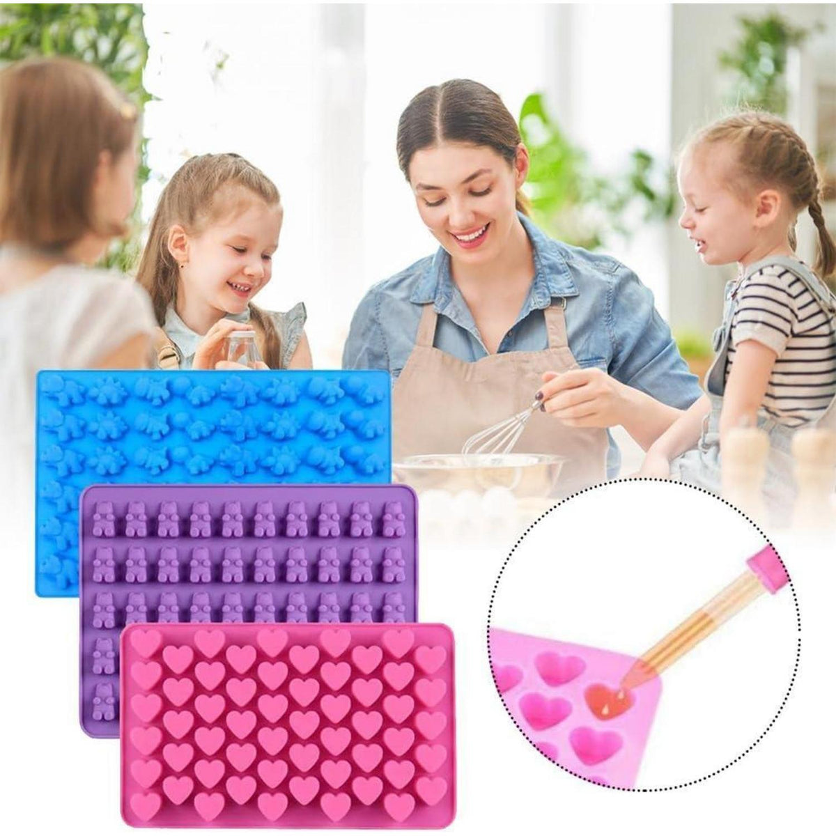 Silikon Gummibärchen Form 3er Set mit Pipetten
