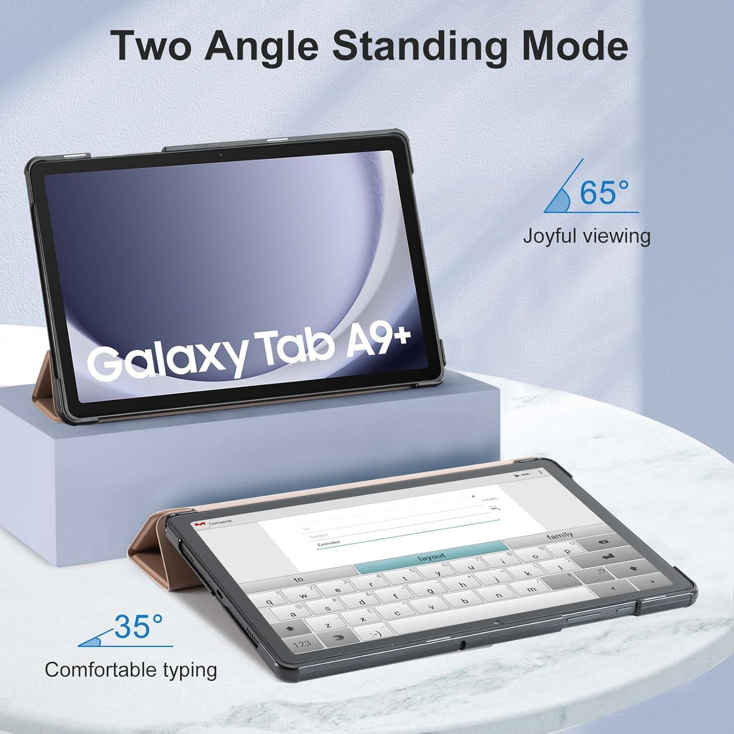 Schutzhülle für Samsung Galaxy Tab A9+ 11 Zoll PU-Leder Hellbraun