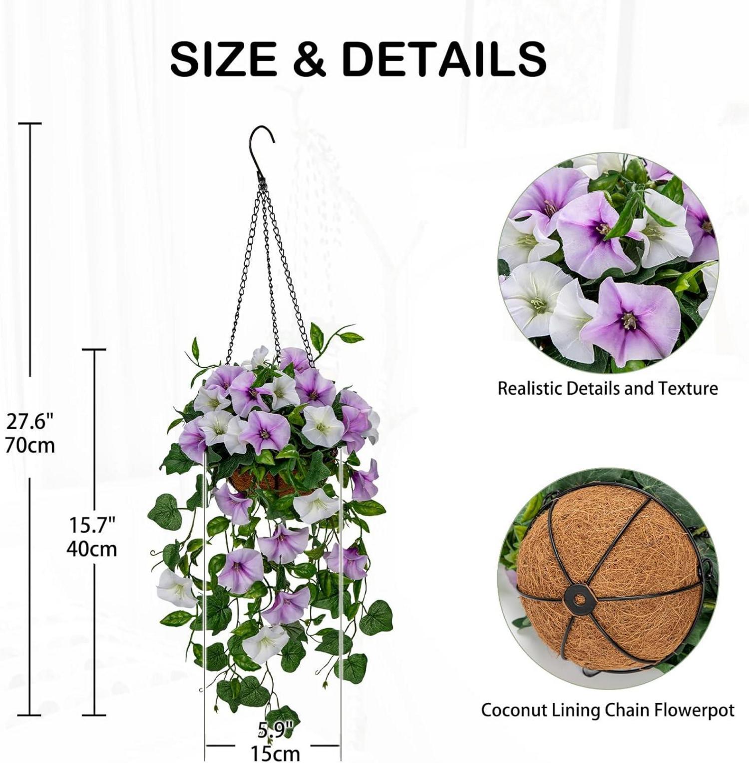 Kunstblume Morning Glory Hängend Künstlich 70cm