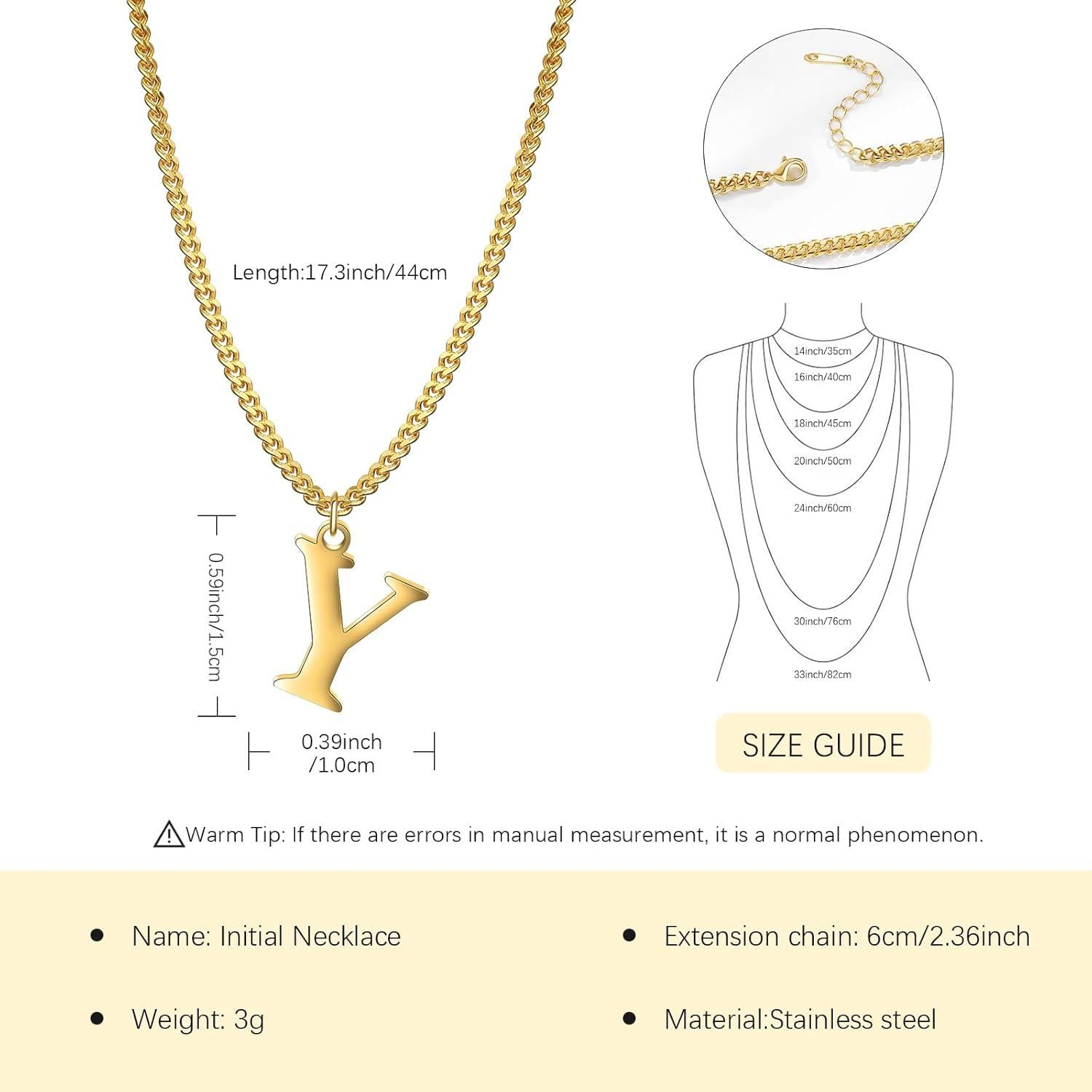 Symretie Goldkette mit Buchstaben A-Z 14K vergoldet Initial