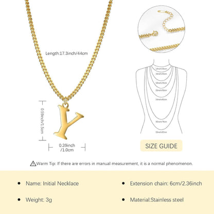 Symretie Goldkette mit Buchstaben A-Z 14K vergoldet Initial