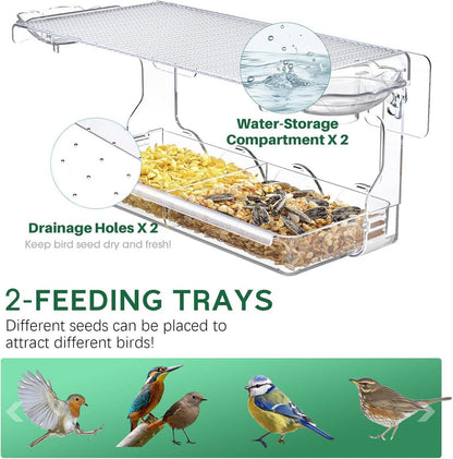 Fenster Futterhaus Vogelhaus Vogeltränke Transparent 2 Zellen