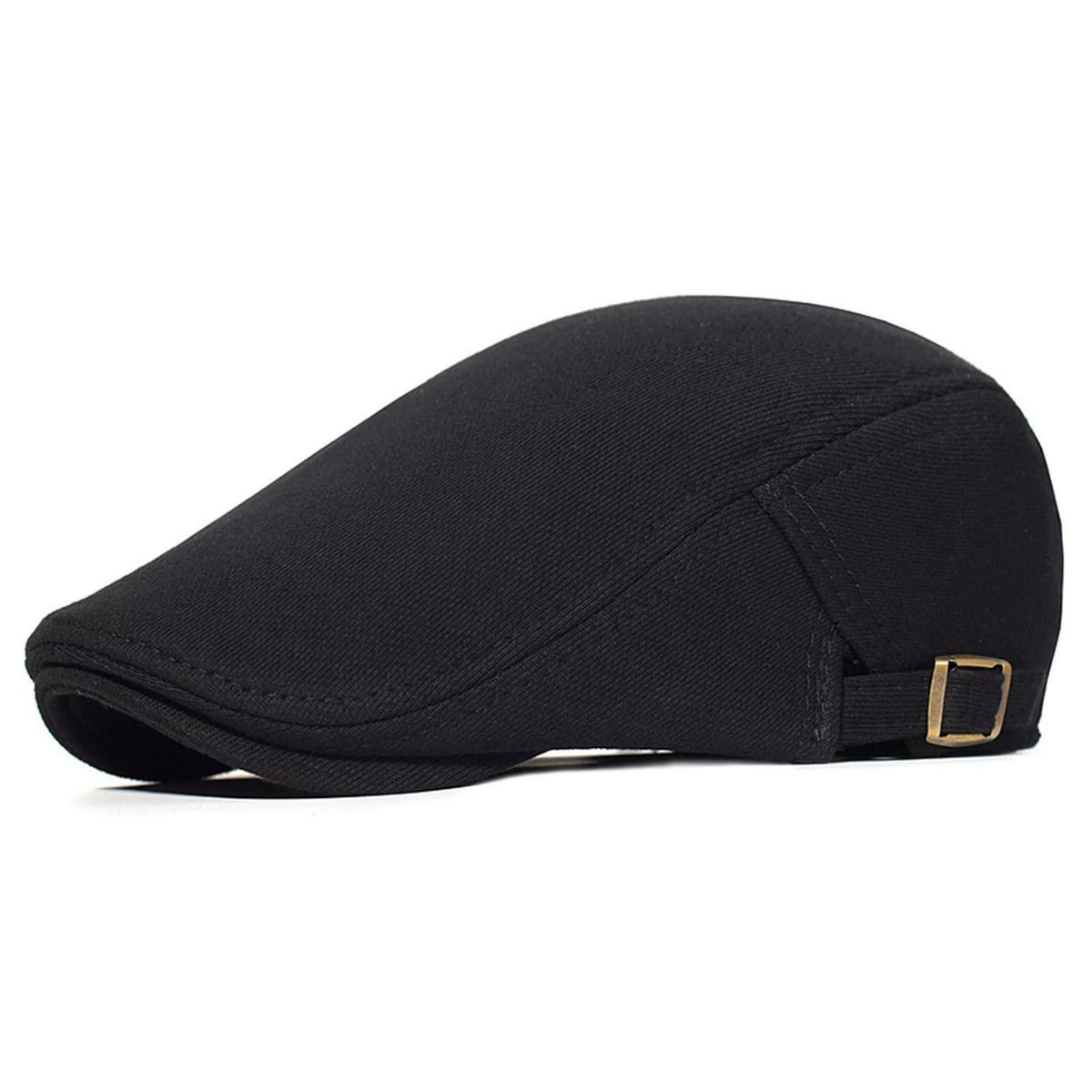 Schiebermütze Herren Baumwolle Flatcap Schwarz