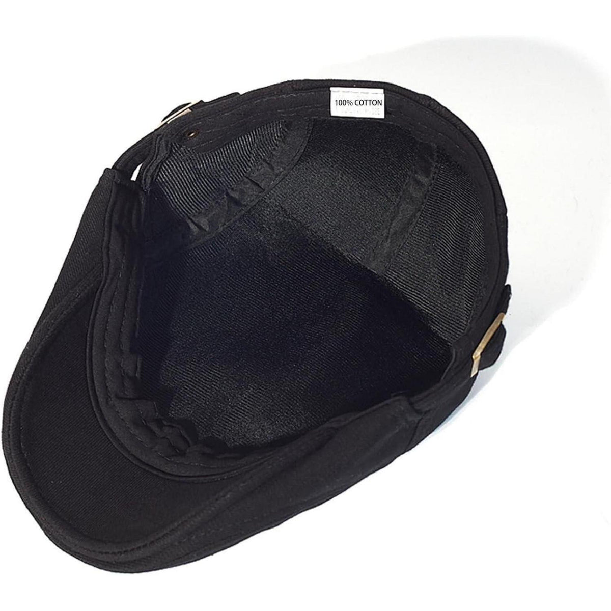 Schiebermütze Herren Baumwolle Flatcap Schwarz