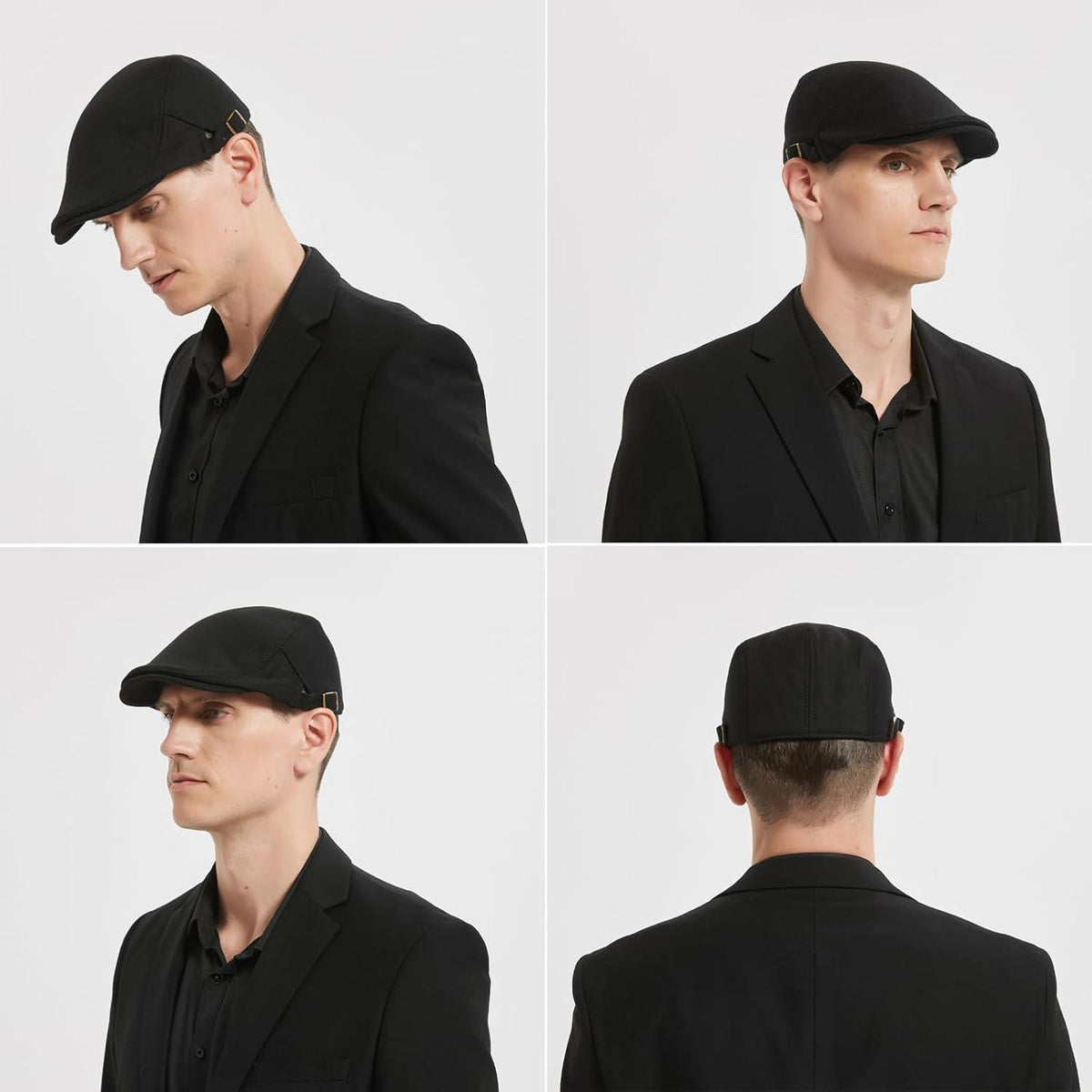 Schiebermütze Herren Baumwolle Flatcap Schwarz