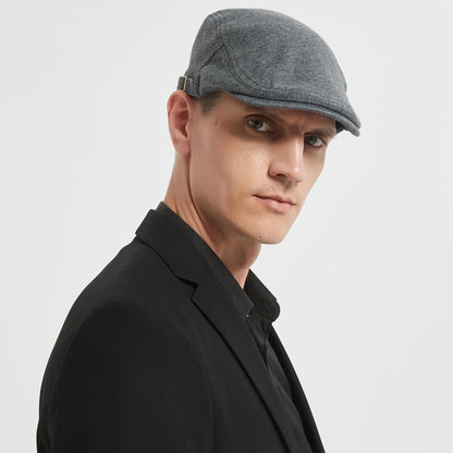 Schiebermütze Herren Baumwolle Flatcap Schwarz