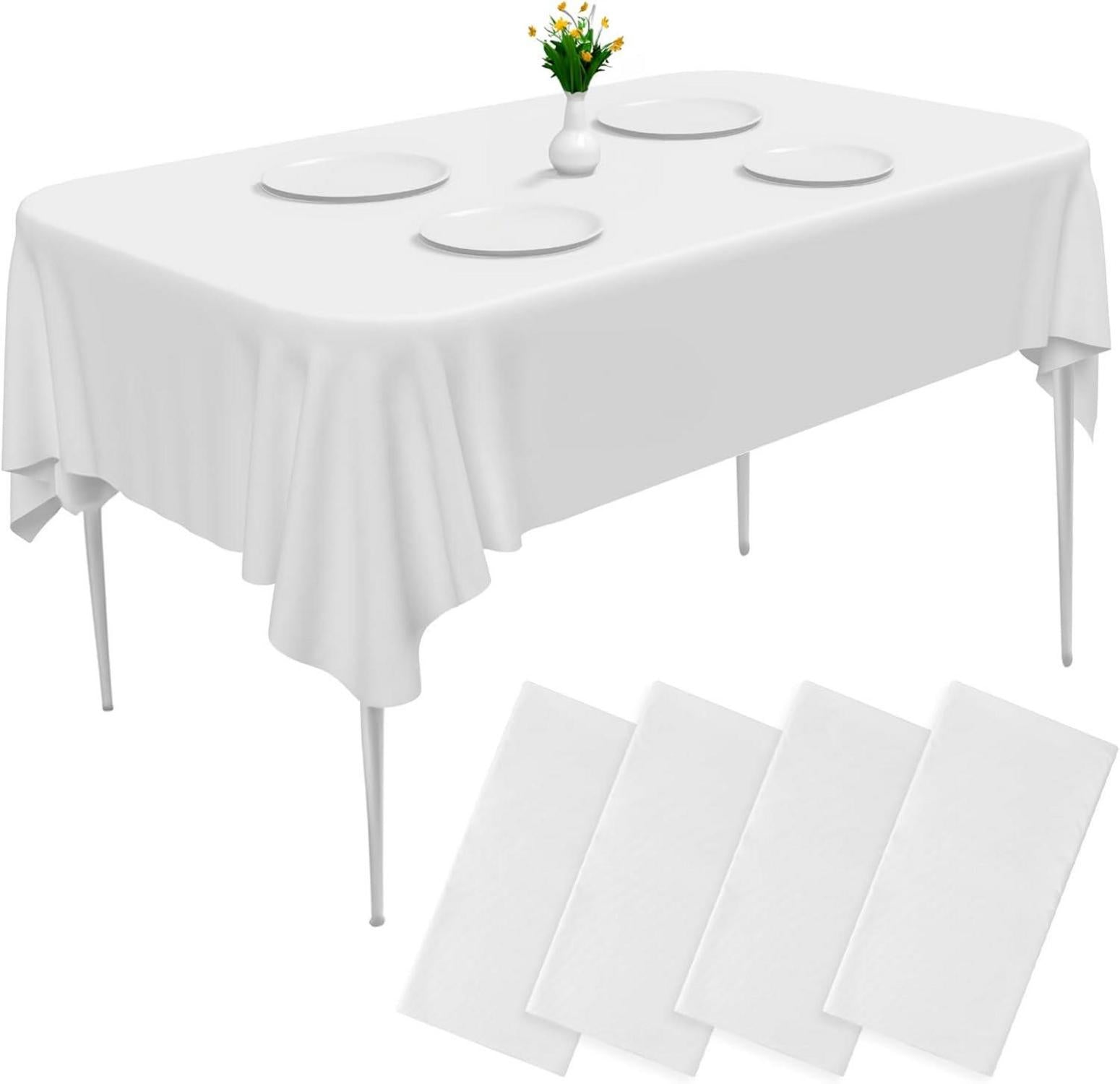 Wasserdichte Einweg Tischdecken Weiß 4er Set für Party & Hochzeit