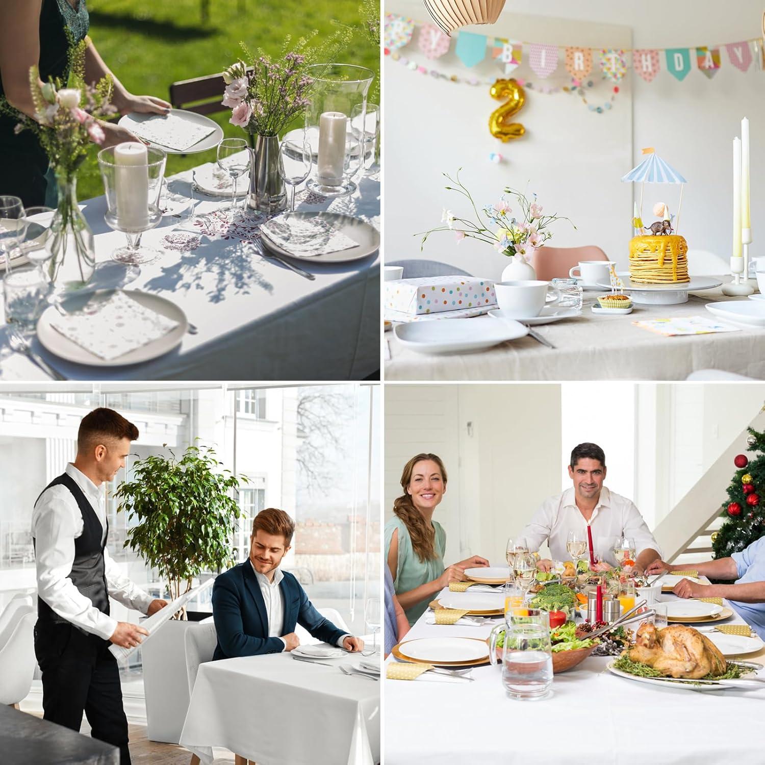 Weisse Einweg Tischdecken 4er Packung für Party, Hochzeit, Geburtstag