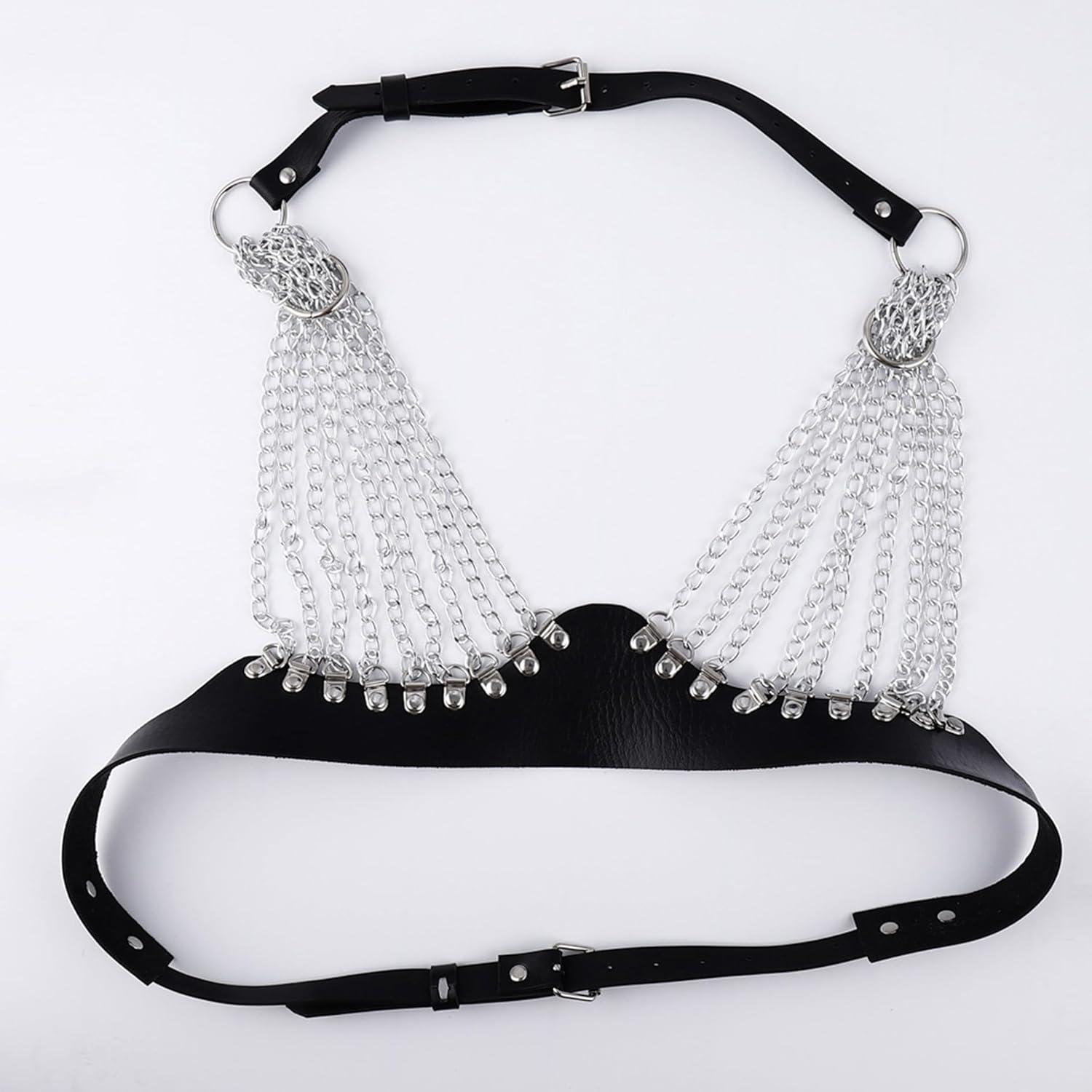 Damen Leder Body Brust Harness Gothic Bondage Kleidung BDSM Fetisch