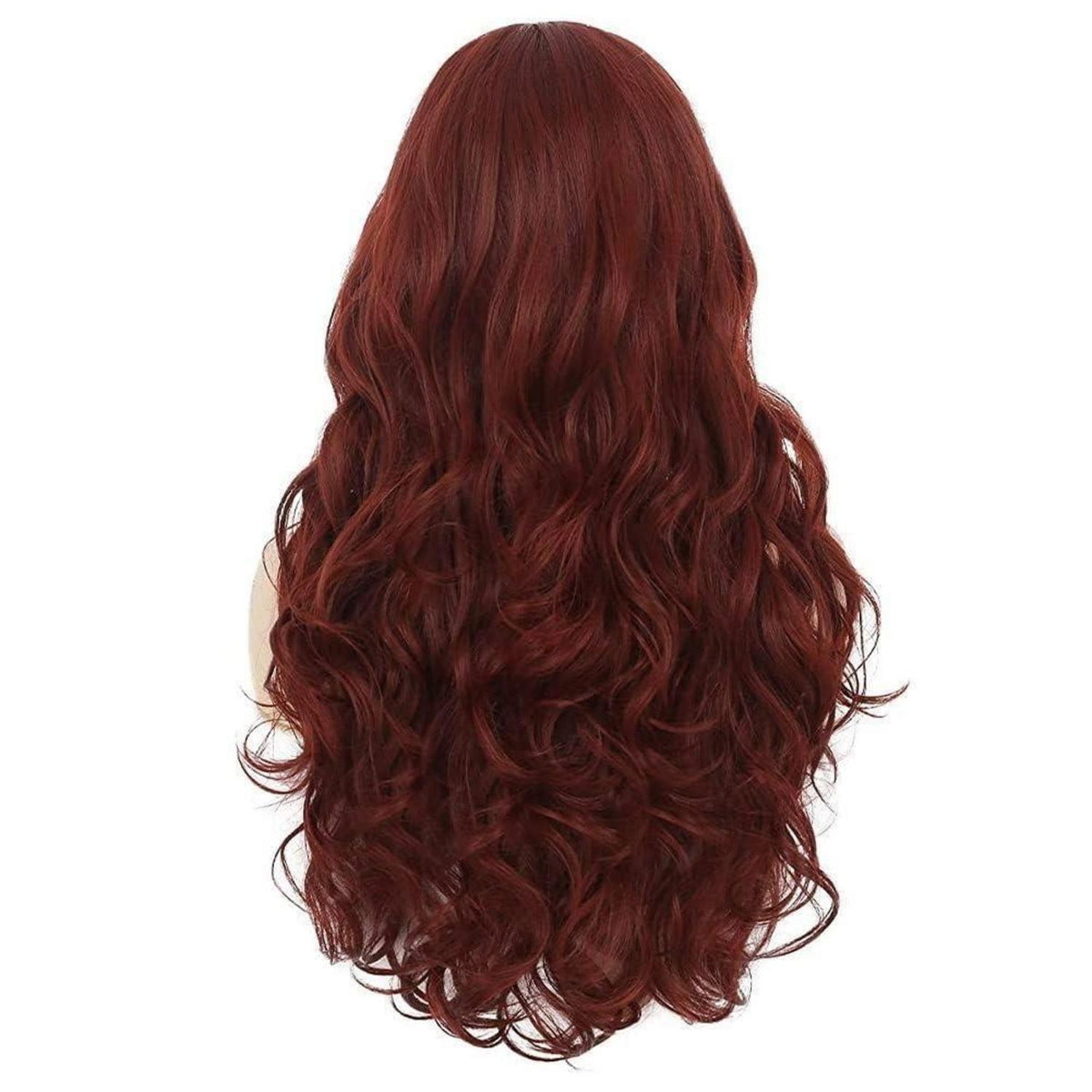 Rote Lockige Langhaar Perücke Damen Burgund Wellig Cosplay Halloween
