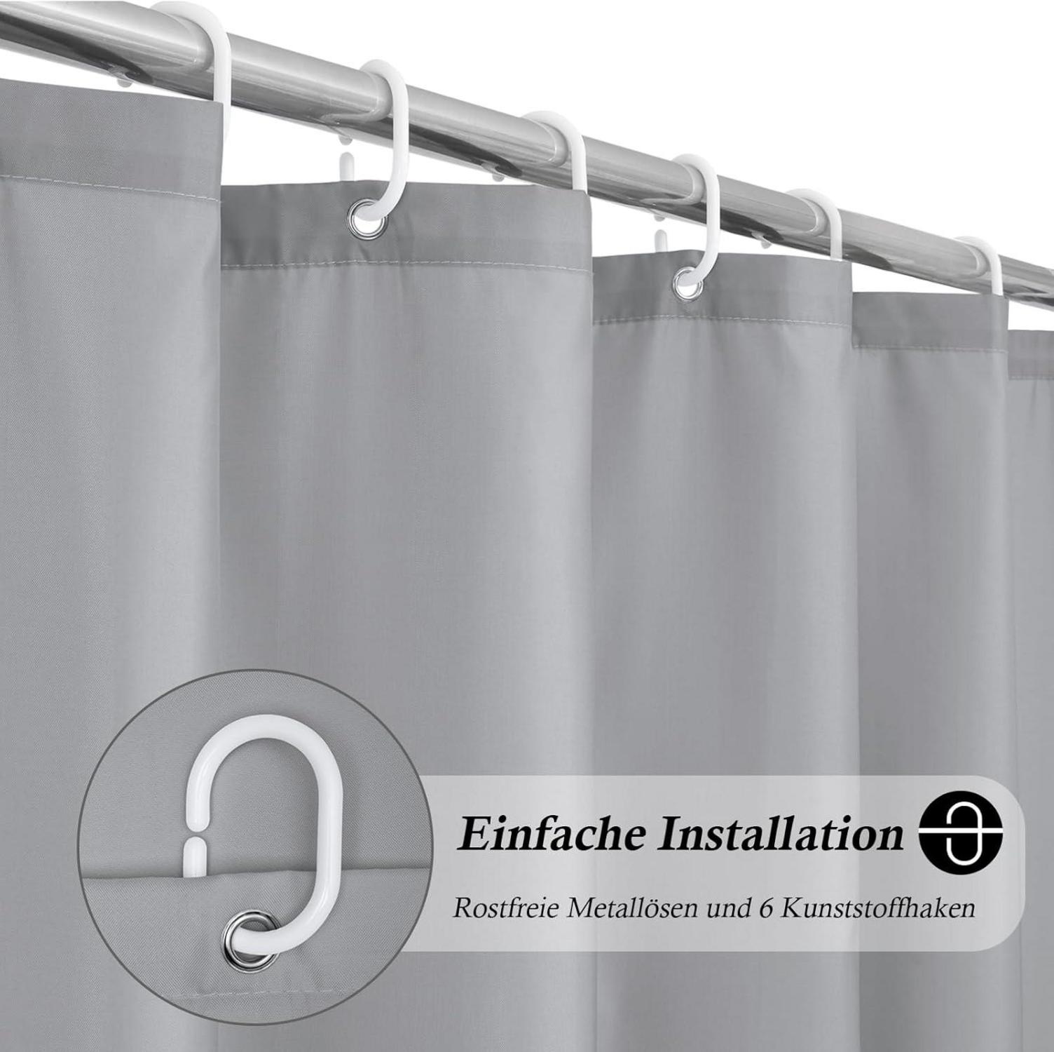 Kleiner Duschvorhang 100x200 Grau Wasserdicht Polyester