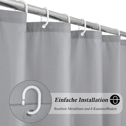 Kleiner Duschvorhang 100x200 Grau Wasserdicht Polyester