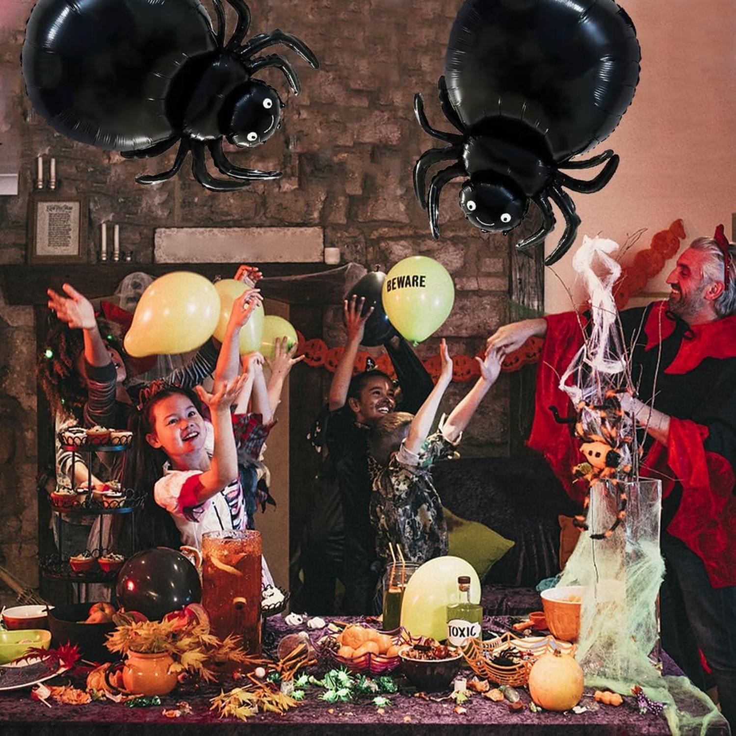 Große Halloween Spinne Folienballons 6er Set Gruselige Luftballons XXL Helium Ballon Deko