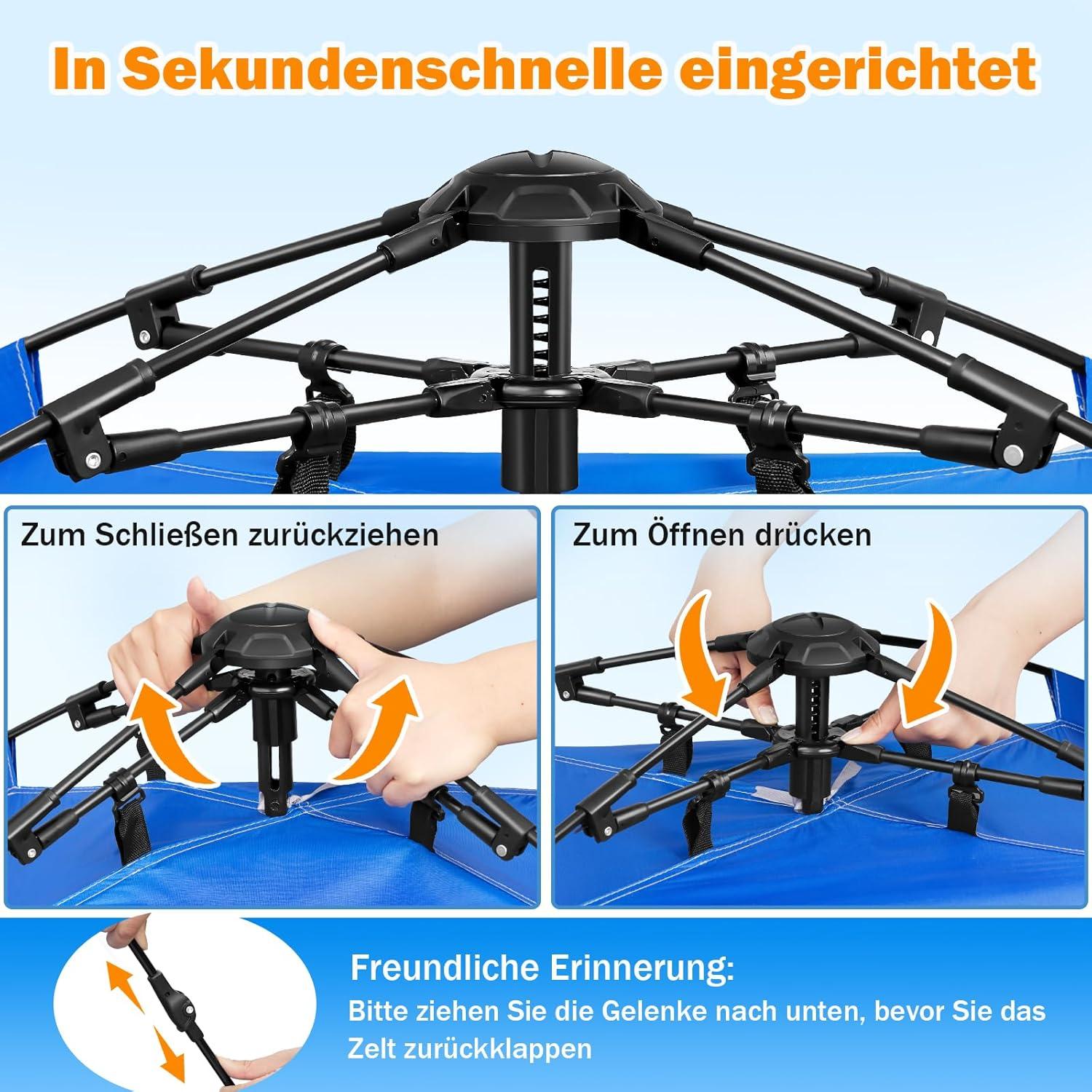 Pop-Up Strandmuschel UV-Schutz 50+ für 3-5 Personen mit