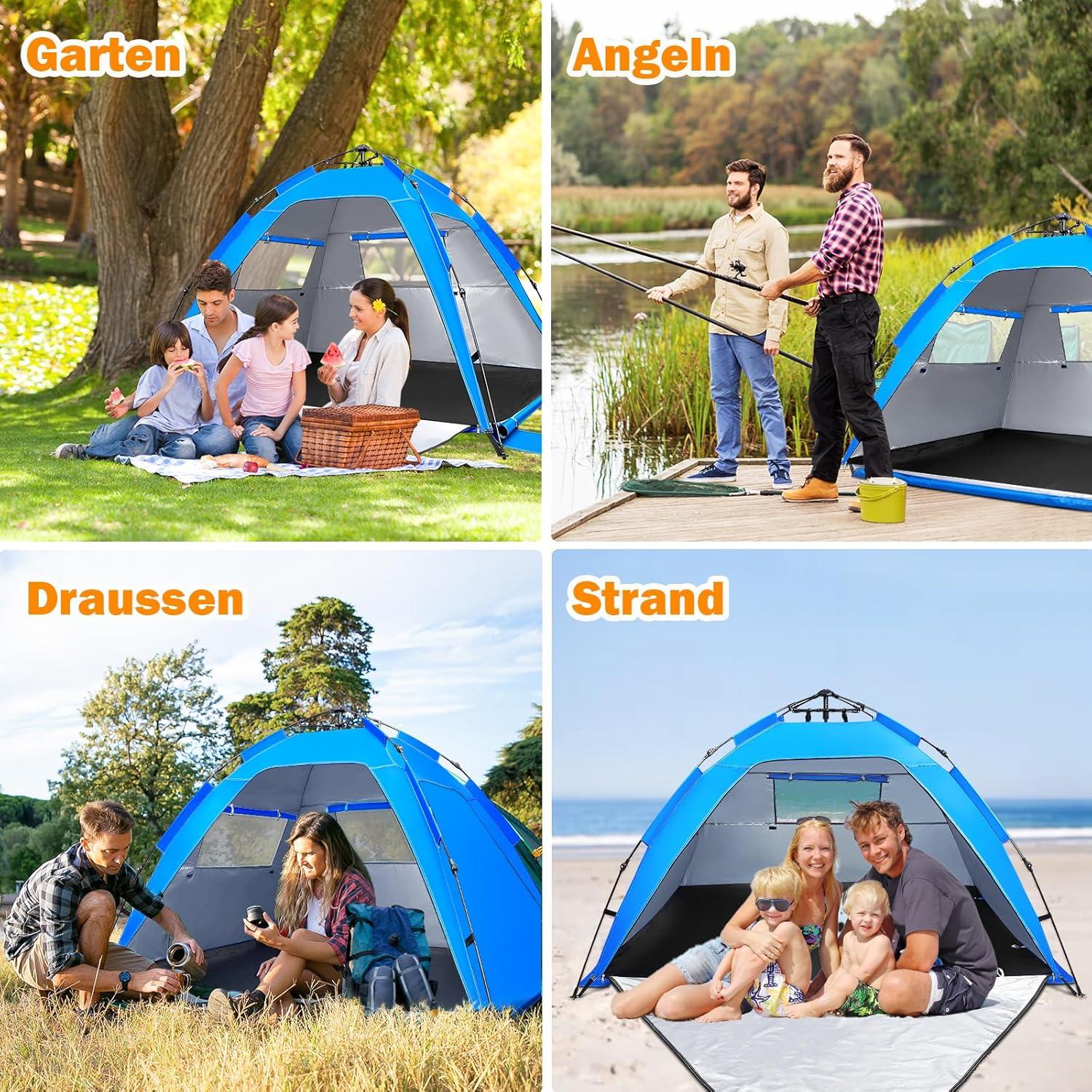 Strandmuschel Pop Up Strandzelt für 3-5 Personen UV-Schutz